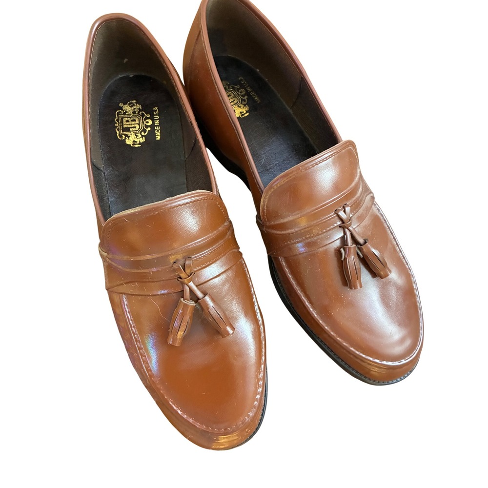 Vintage JB Mens Tassel Loafers Brown Slip On Dress Shoes 9.5M Made in USA 20142